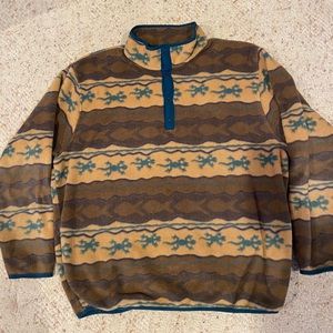 VINTAGE L.L. BEAN Snap Fleece Lizard Print